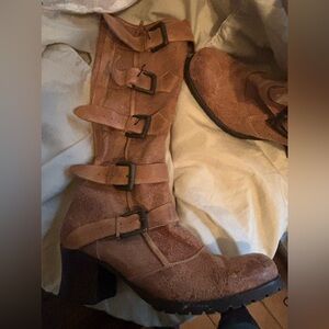 Women’s brown leather boots with buckles size 39